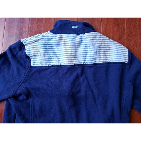 Vineyard Vines Womens Navy Blue & Stripe 1/4 Zip Pullover Shep Sweatshirt Small - Picture 9 of 12